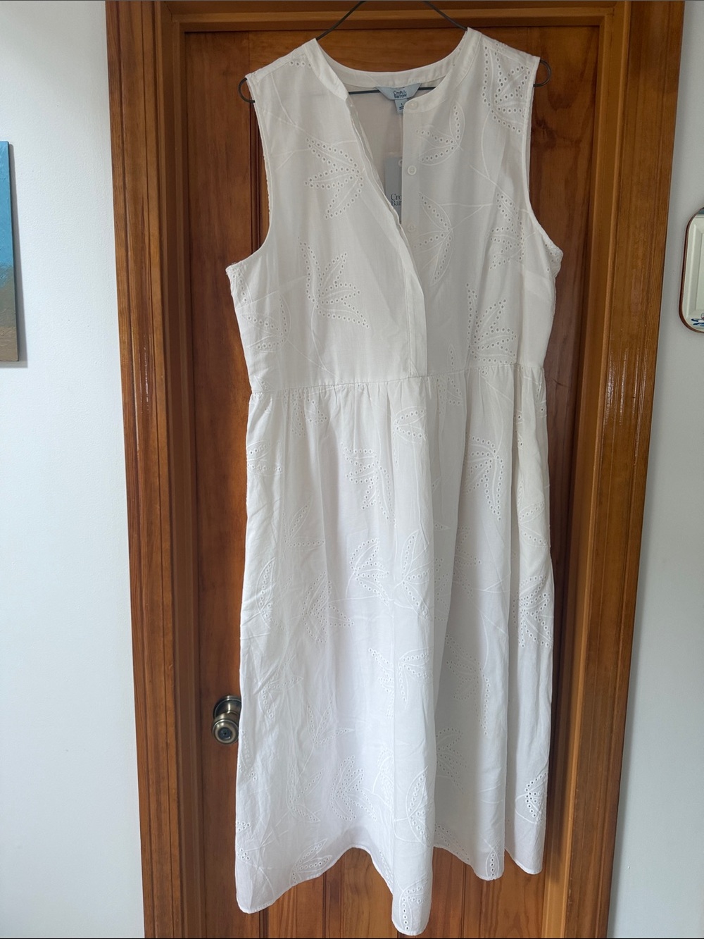 Croft & Barrow Eyelet Midi Dress in White Size Large NWT